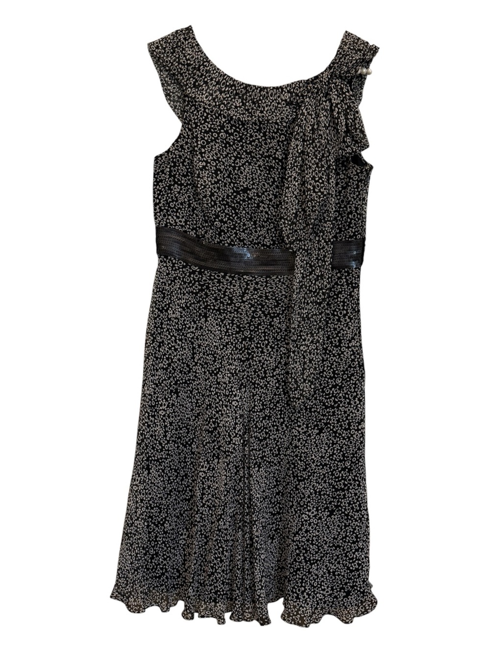 Carmen Marc Valvo Women Black and white designs Tie-Shoulder Dress
